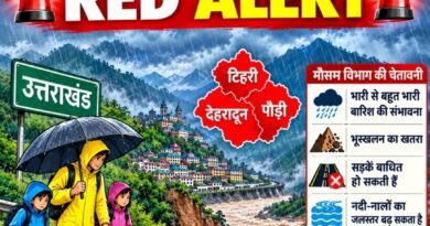 देहरादून-टिहरी और पौड़ी के लिए ‘रेड’ अलर्ट जारी, कुमाऊं मंडल में हुई भारी से बहुत भारी बारिश, गढ़वाल मंडल भी तर-ब-तर
