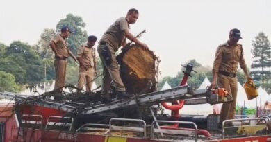 चंद मिनट की तेज हवा उखाड़ गई कई विशाल पेड़, फायर ब्रिगेड की गाड़ी और पांच दुकानें दबीं, एसपी ऑफिस भी आया पेड़ के नीचे