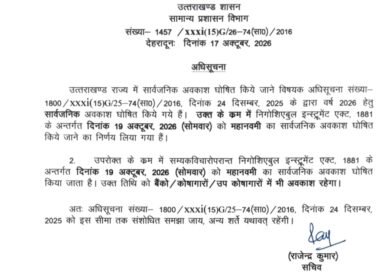 सोमवार को नवमी पर प्रदेश में सार्वजनिक अवकाश घोषित, अब लगातार तीन दिन बंद रहेंगे ऑफिस, बैंक और स्कूल-कॉलेज
